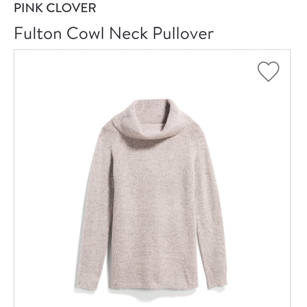 NWT Pink Clover Fulton Cowl Neck Sweater